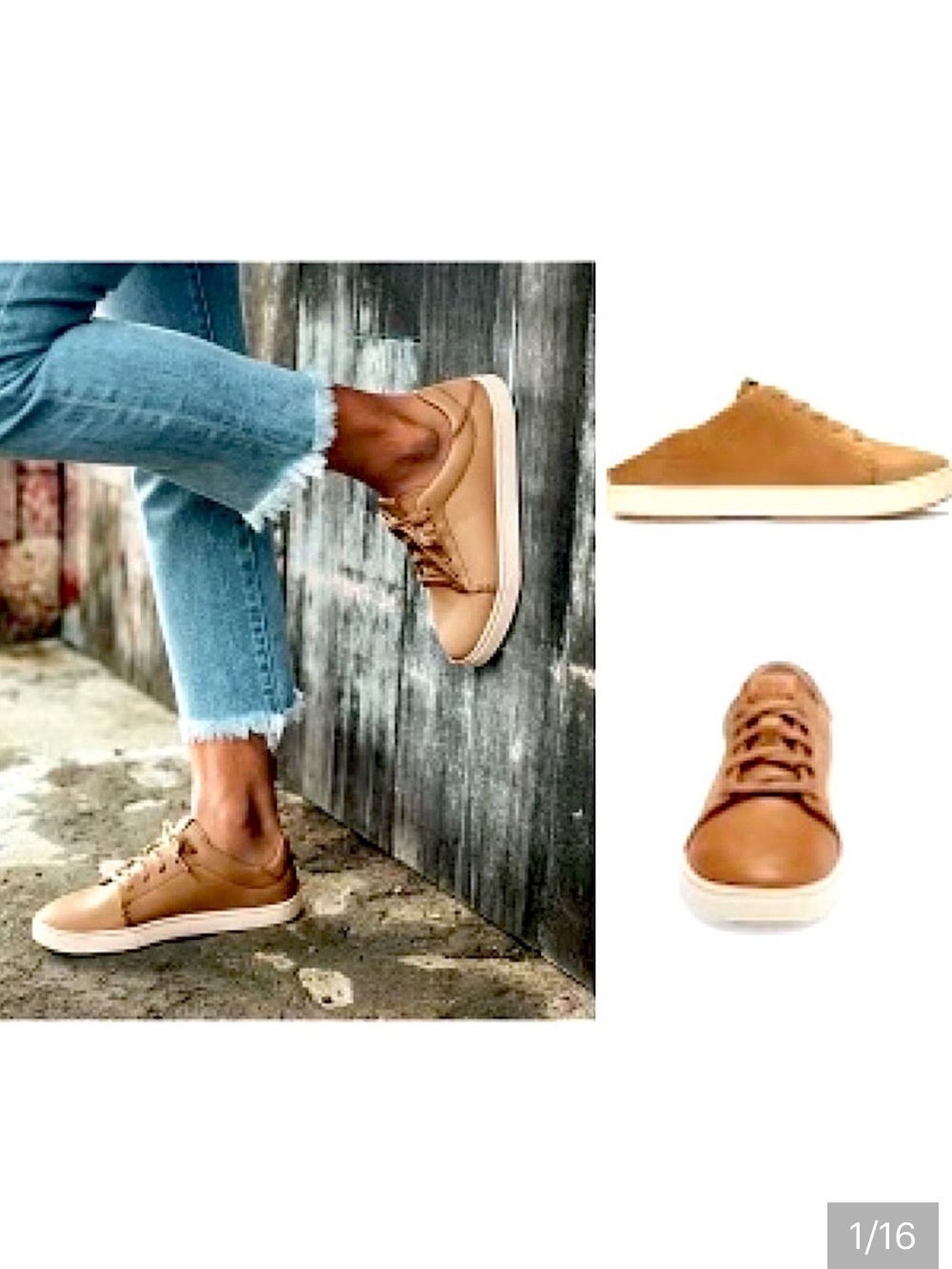 OluKai Pehuea Li 'Ili Convertible to Side Leather Sneaker tan Size 9.5